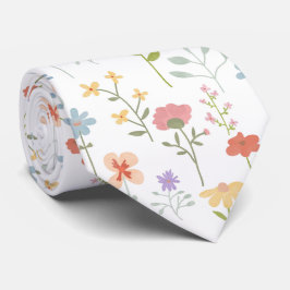 Gravata Padrão Floral de Flores Selvagens