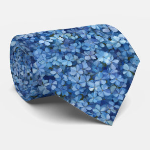 Gravata Padrão Floral de Hortênsia Azul