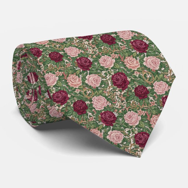 Gravata Padrão Floral de Jardim Vitoriano (Rolled)