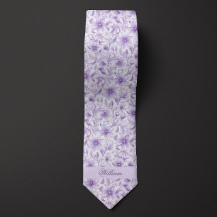 Gravata Padrão Floral de Lavanda