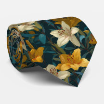 Padrão Floral de Lírio Amarelo e Creme