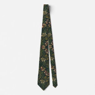 Gravata padrão floral de madressilva vintage de William Mo