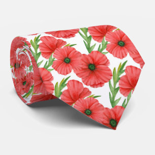 Gravata Padrão floral de papoila