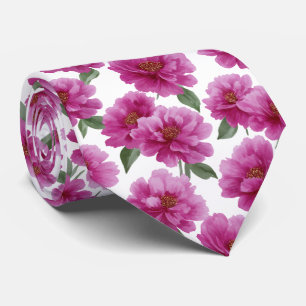 Gravata Padrão Floral de Peônia Rosa