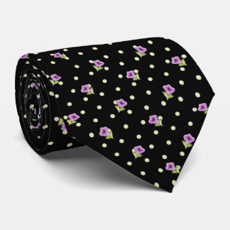 Gravata Padrão Floral de Pontos Roxo Verde Amarelo Classy