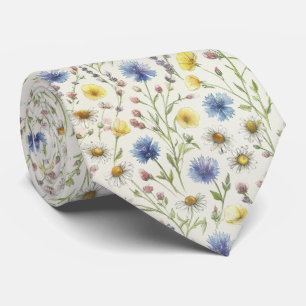 Gravata Padrão Floral de Prado de Flores Silvestres