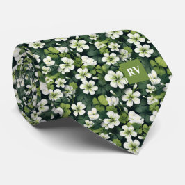 Gravata Padrão Floral do Shamrock Verde Emerald
