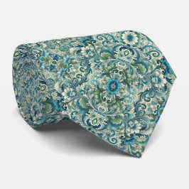 Gravata Padrão Floral e Rodovalho Azul, Verde e Teal