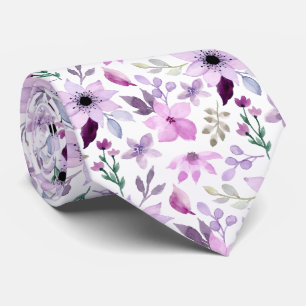 Gravata Padrão Floral Elegante com Folhas Vermelhas e Azui