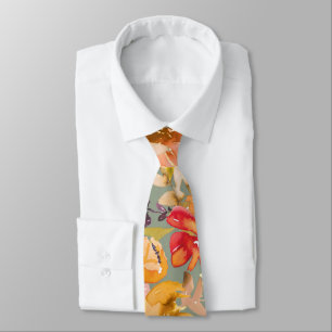 Gravata Padrão Floral em Aquarela de Outono para Casamento