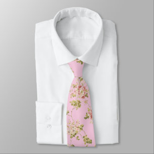 Gravata Padrão floral flores cor-de-rosa retrô bonitas