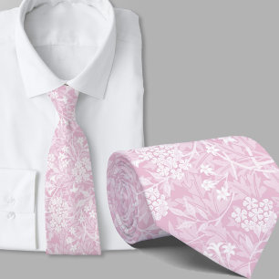 Gravata Padrão floral inspirado em William Morris rosa cla