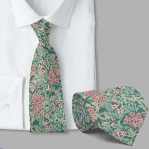 Gravata padrão floral inspirado em William Morris verde ro