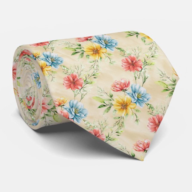 Gravata Padrão Floral Jardim de Verão (Rolled)