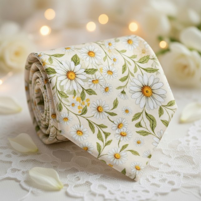 Gravata Padrão Floral Margarida Elegante (Criador carregado)