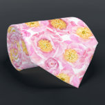 Gravata Padrão Floral Moderno Pink Peony<br><div class="desc">Escolha perfeita para casamentos e primavera,  esta gravata apresenta peônias cor-de-rosa num fundo branco. Vestir como uma gravata clássica para homens ou como cinto para mulheres. Concebido pelo artista mundialmente famoso ©Tim Coffey.</div>