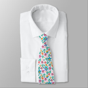 Gravata Padrão floral multicolorido brilhante retrô anos s