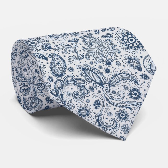 Gravata Padrão floral paisley estilo boho em batik (Rolled)