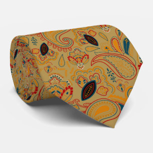 Gravata padrão floral paisley étnico vintage marrom retrô
