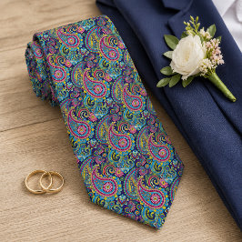 Gravata Padrão Floral Paisley Rosa Vermelho Azul Amarelo R