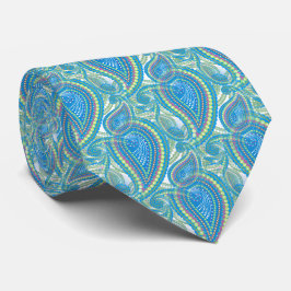 Gravata Padrão Floral Paisley Verde Lima Violeta Azul