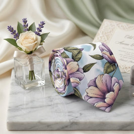 Gravata Padrão floral pastel mole