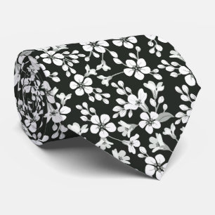 Gravata Padrão floral pequeno e fofo preto