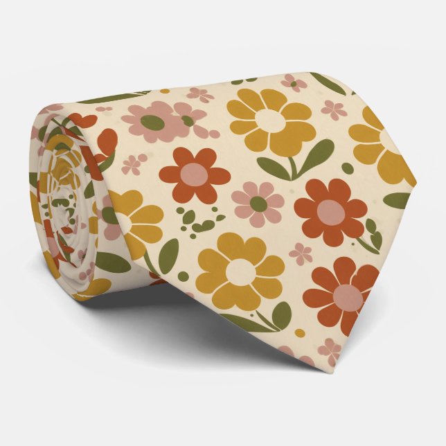 Gravata Padrão Floral Pop Retro (Rolled)