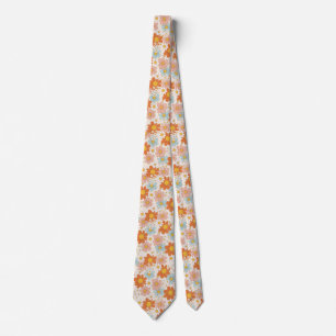 Gravata Padrão Floral Retro Groovy Sem Costura de Margarid
