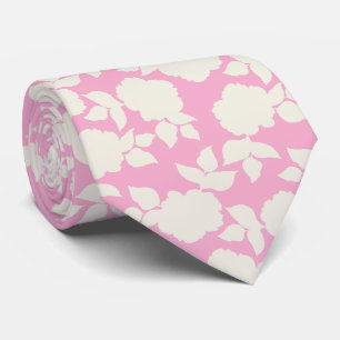 Gravata Padrão floral rosa e branco chique