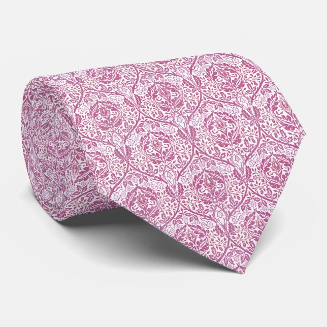 Gravata Padrão Floral Rosa Elegante (Rolled)