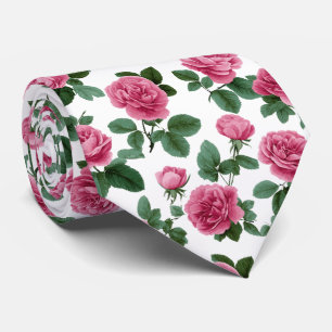 Gravata Padrão Floral Rosa Rosa