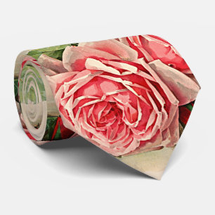 Gravata Padrão Floral Rosa Rosa Rosa Vintage