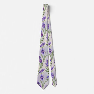Gravata Padrão Floral Seamless de Aquarela Lavanda