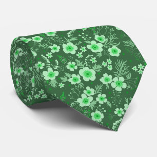 Gravata Padrão floral verde pequeno e fofo de verão