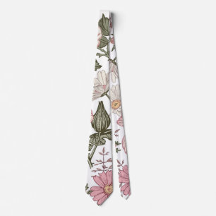 Gravata Padrão Floral Vintage com Rosas