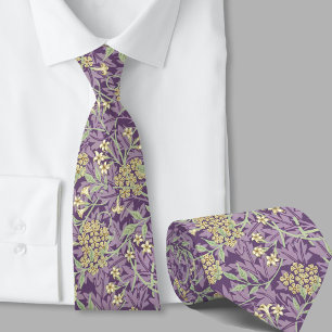Gravata Padrão Floral William Morris inspirado em roxo