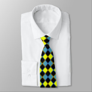 Gravata Padrão geométrico azul-amarelo