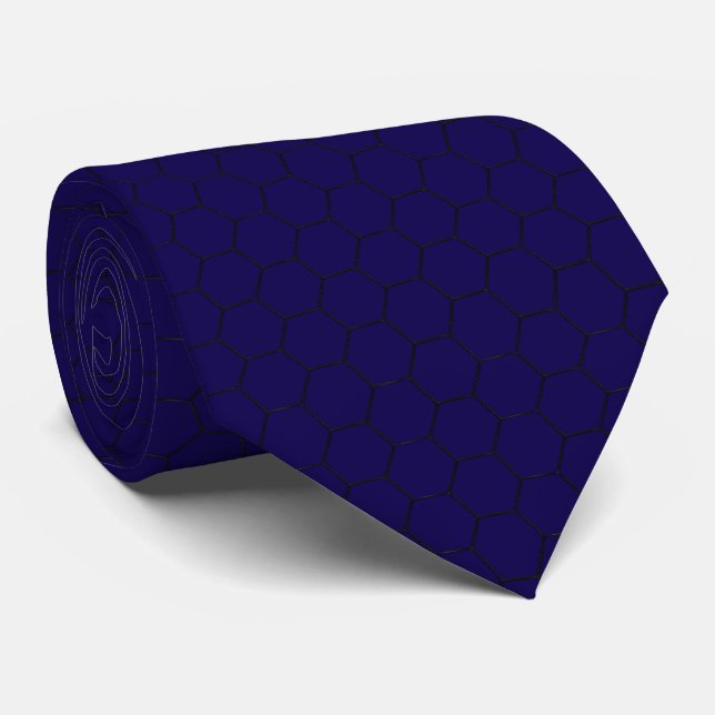 Gravata Padrão Geométrico de Grade Hexagonal Moderna (Rolled)