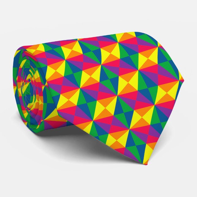 Gravata Padrão geométrico multicolorido vívido (Rolled)