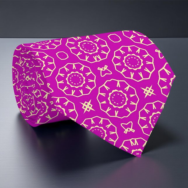 Gravata Padrão Geométrico Ornamental Floral Magenta (Criador carregado)