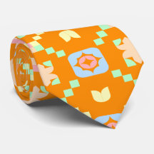 Padrão Geométrico Pixelado Pastel em Laranja Vibra