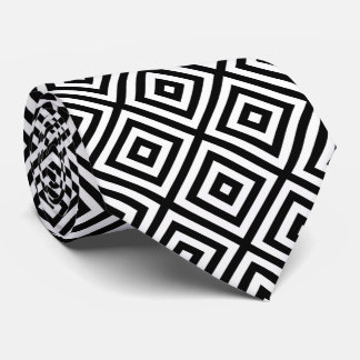 Gravata Padrão Geométrico Preto e Branco
