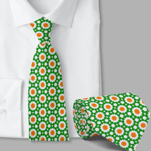 Gravata Padrão Geométrico Verde e Laranja Irlandês 