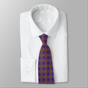 Gravata Padrão Gingham clássico em azul, roxo e castanho