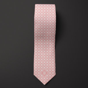 Gravata Padrão Inerso Floral Cor-de-Rosa Claro