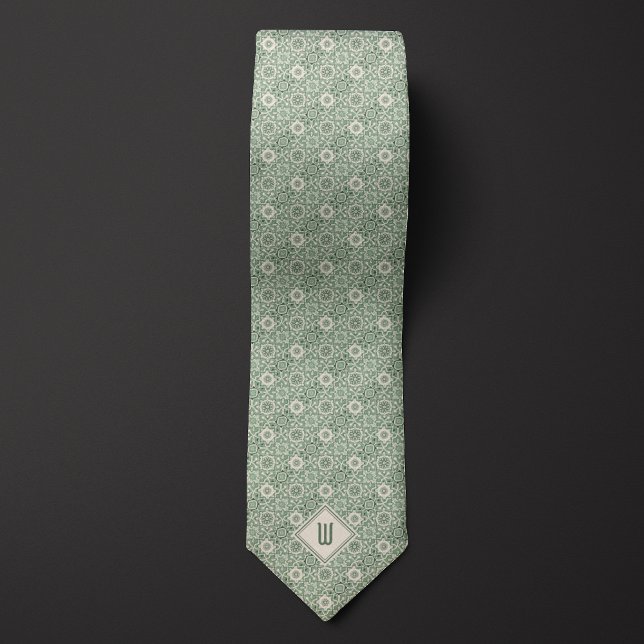 Gravata Padrão Inspirado em Floral Verde Multitonal (Criador carregado)