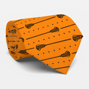 Gravata Padrão Laranja Lacrosse Black Sticks & Dots