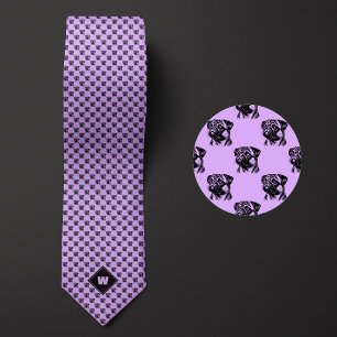 Gravata Padrão lavanda de Pug Roxo