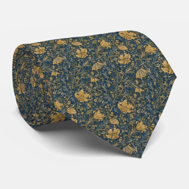 Gravata Padrão Lírio Dourado de William Morris (Rolled)